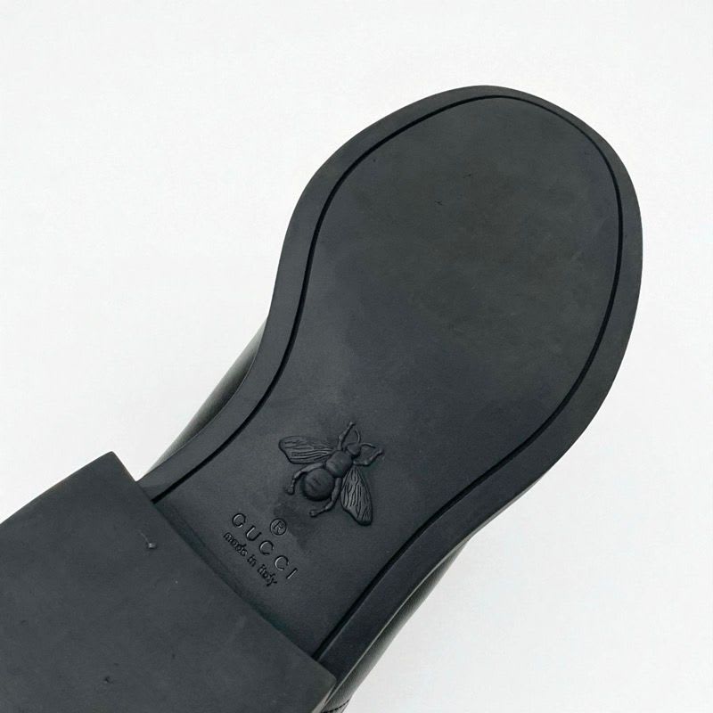 Gucci Boots Short Shoes Leather Black Double G Heart Quilting