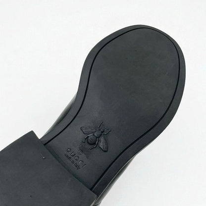 Gucci Boots Short Shoes Leather Black Double G Heart Quilting
