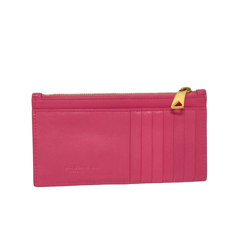 Bottega Veneta Coin Case Maxi Intrecciato Pink with Card Slots Leather