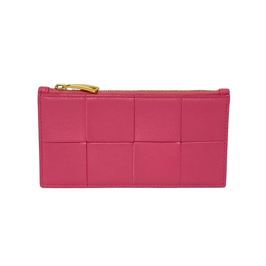 Bottega Veneta Coin Case Maxi Intrecciato Pink with Card Slots Leather