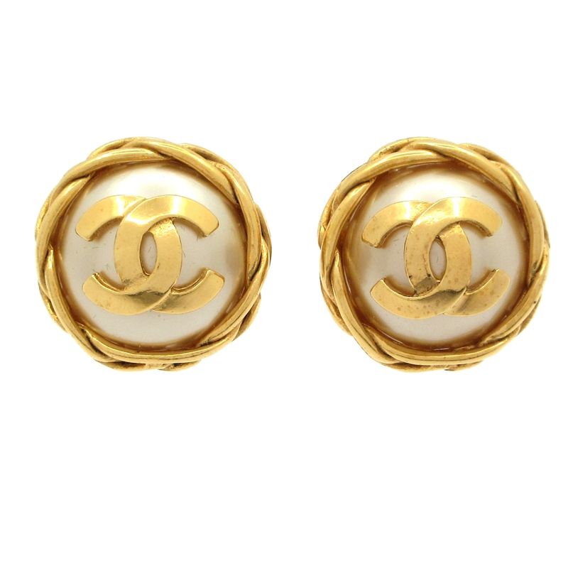 Chanel Earring Coco Mark Gold and Ivory