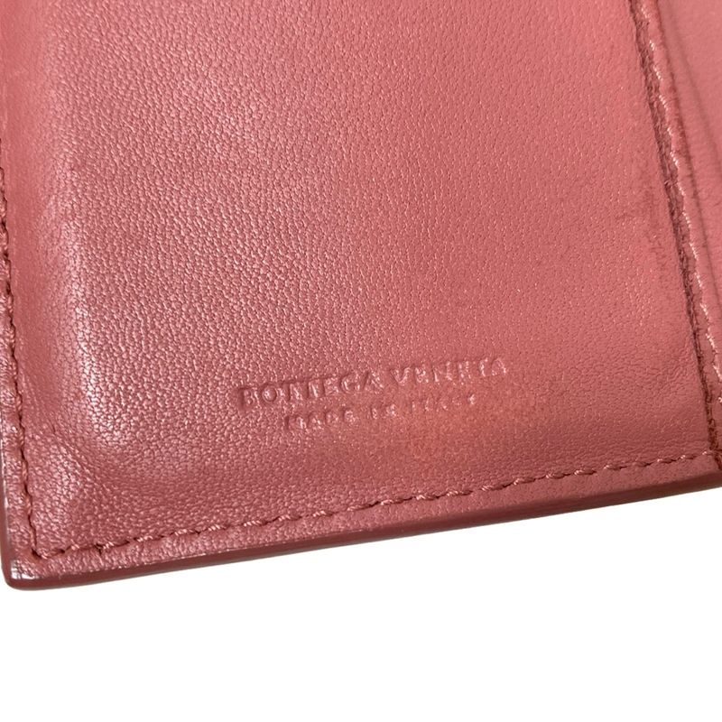 Bottega Veneta W Hook Wallet in Intrecciato Red Leather