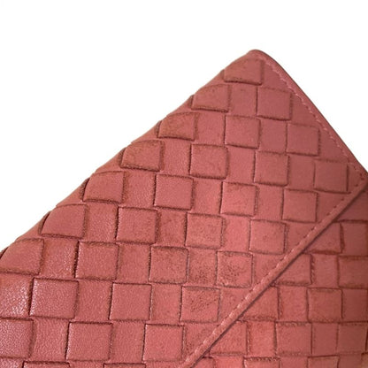 Bottega Veneta W Hook Wallet in Intrecciato Red Leather