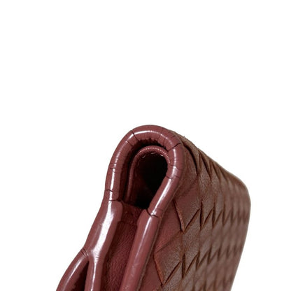 Bottega Veneta W Hook Wallet in Intrecciato Red Leather