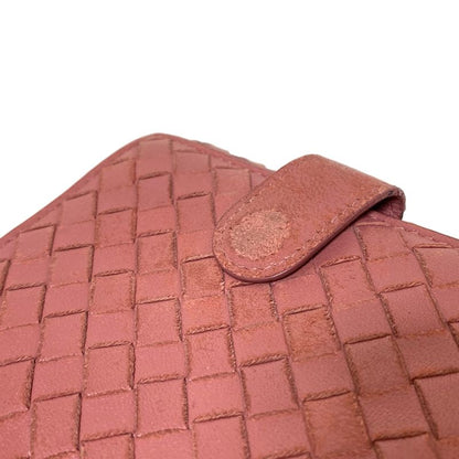 Bottega Veneta W Hook Wallet in Intrecciato Red Leather