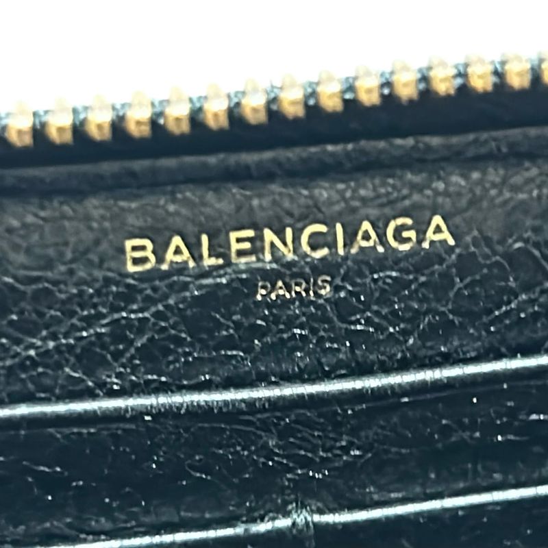 Balenciaga Long Wallet Classic Continental Zip 253036 Black and Light Blue
