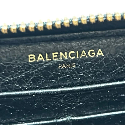 Balenciaga Long Wallet Classic Continental Zip 253036 Black and Light Blue
