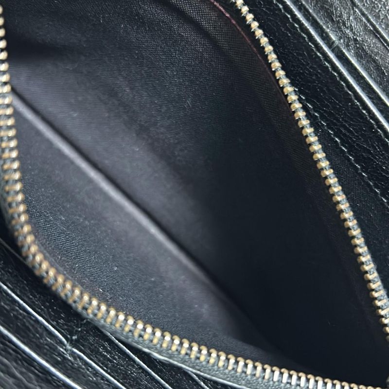 Balenciaga Long Wallet Classic Continental Zip 253036 Black and Light Blue