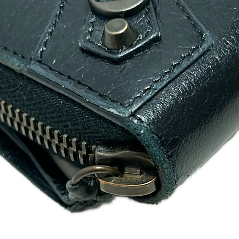 Balenciaga Long Wallet Classic Continental Zip 253036 Black and Light Blue