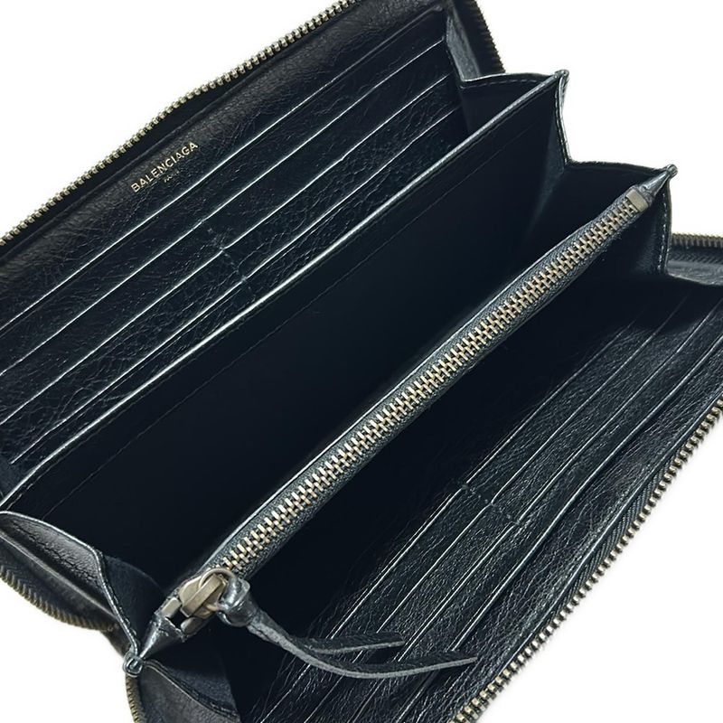 Balenciaga Long Wallet Classic Continental Zip 253036 Black and Light Blue