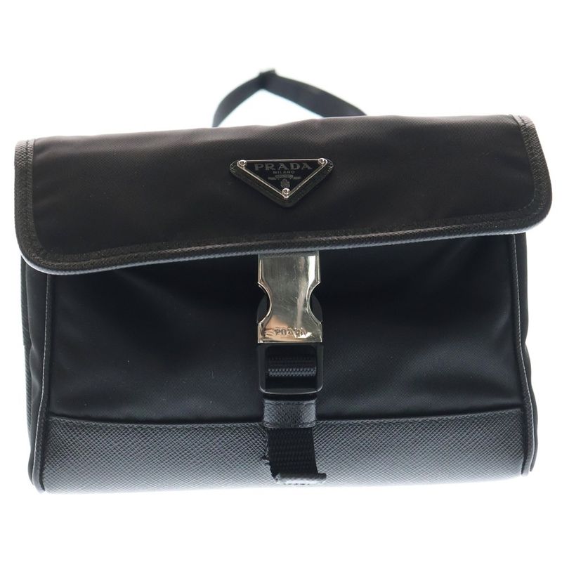 Prada Re Nylon Tessuto+saffiano Shoulder Bag Nylon Saffiano Black