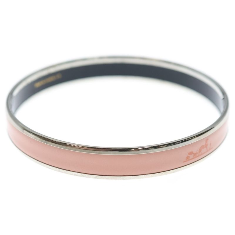 Hermes Emile PM Bangle Bracelet Pinkblacksilver GP