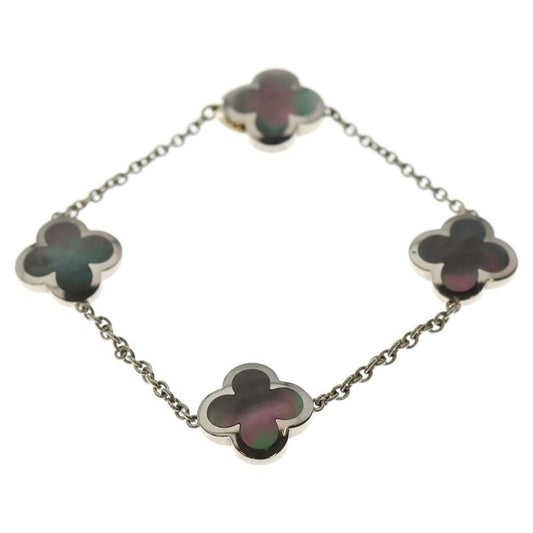 Van Cleef & Arpels Pure Alhambra Black Mother-of-Pearl 4p Motif Bracelet Au750
