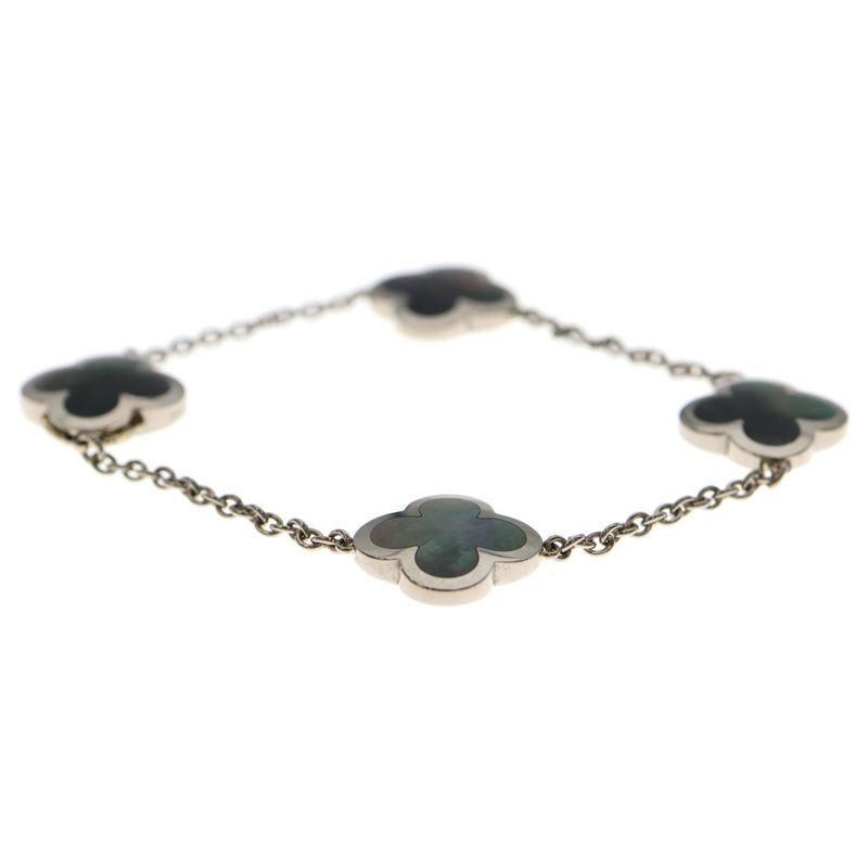 Van Cleef & Arpels Pure Alhambra Black Mother-of-Pearl 4p Motif Bracelet Au750
