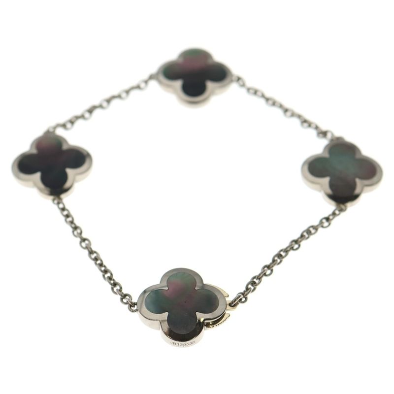 Van Cleef & Arpels Pure Alhambra Black Mother-of-Pearl 4p Motif Bracelet Au750