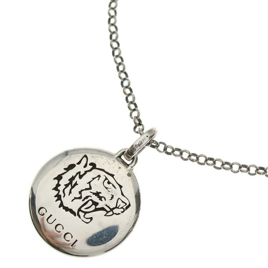 Gucci Blinds for Love Taiga Head Necklace Pendant Chain Silver Ag925