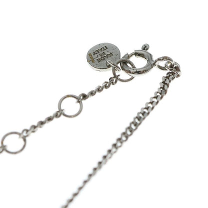 Fendi Orlock Logo Rhinestone Necklace Pendant Chain Silver