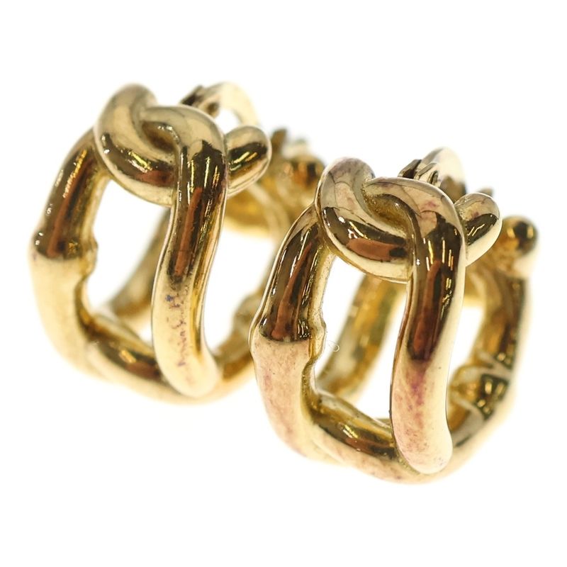 Bottega Veneta Twisted Chain Hoop Earrings GP Gold