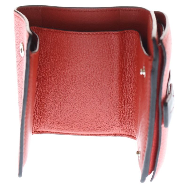 Loewe Vertical Compact Wallet Trifold Wallet Coin Case Pink X Brown Leather