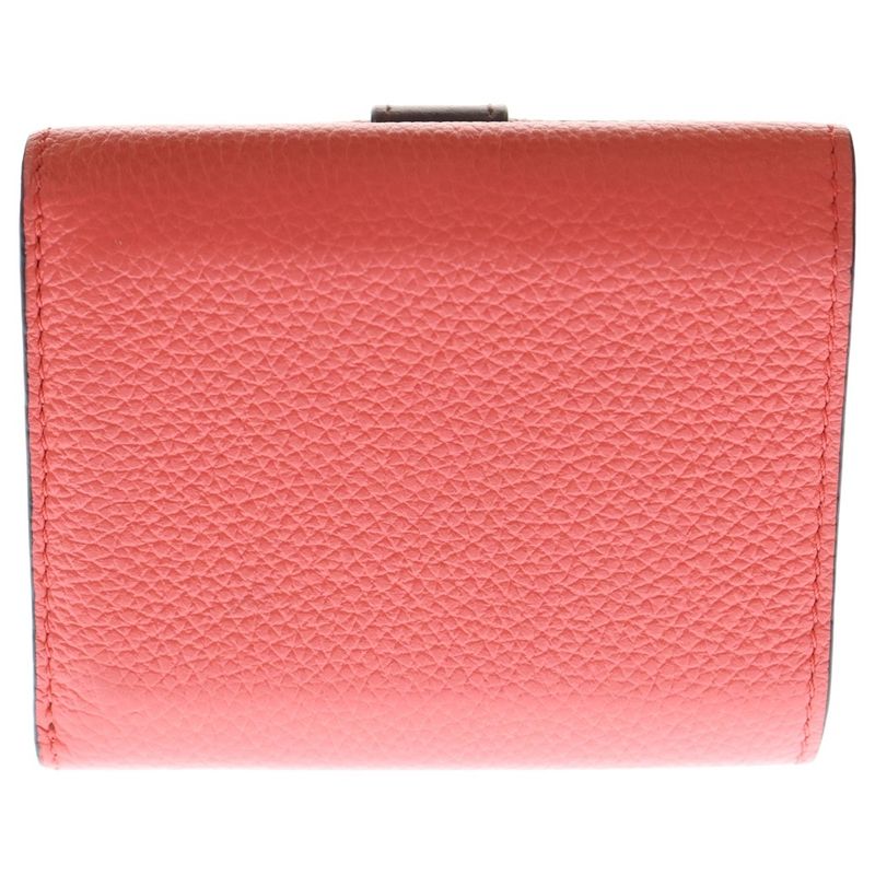 Loewe Vertical Compact Wallet Trifold Wallet Coin Case Pink X Brown Leather