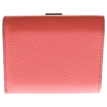 Loewe Vertical Compact Wallet Trifold Wallet Coin Case Pink X Brown Leather