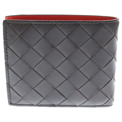 Bottega Veneta Intrecciato Bi-Colored Bi-Fold Wallet Compact Wallet Brown and