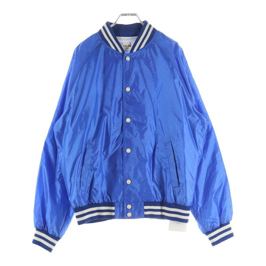 Celine 22ss Back Logo Nylon Satin Teddy Jacket Blouson Blue 2w365495m