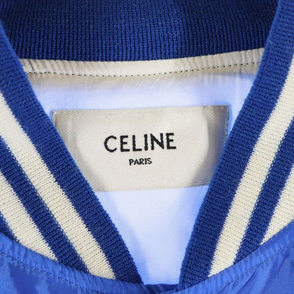 Celine 22ss Back Logo Nylon Satin Teddy Jacket Blouson Blue 2w365495m