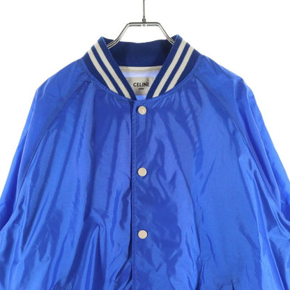 Celine 22ss Back Logo Nylon Satin Teddy Jacket Blouson Blue 2w365495m