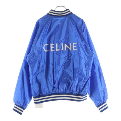 Celine 22ss Back Logo Nylon Satin Teddy Jacket Blouson Blue 2w365495m