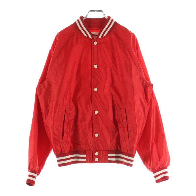 Celine 22ss Back Logo Nylon Satin Teddy Jacket Blouson Red 2w365495m