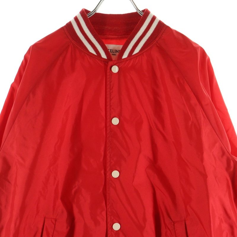 Celine 22ss Back Logo Nylon Satin Teddy Jacket Blouson Red 2w365495m