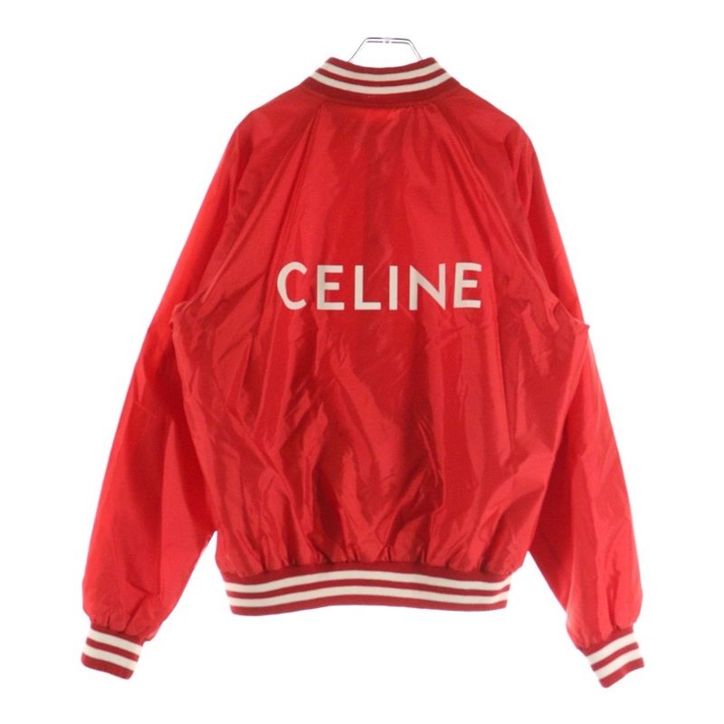 Celine 22ss Back Logo Nylon Satin Teddy Jacket Blouson Red 2w365495m