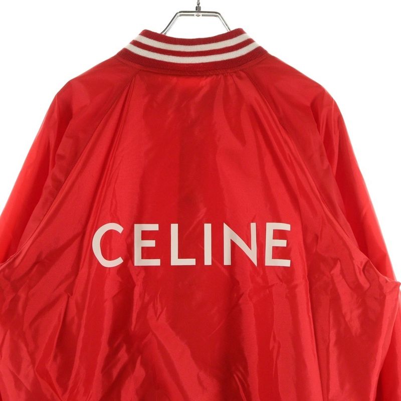 Celine 22ss Back Logo Nylon Satin Teddy Jacket Blouson Red 2w365495m