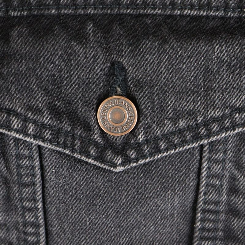 Celine Logo-Print Hoodie Docking Denim Trucker Jacket Black 2q472947f