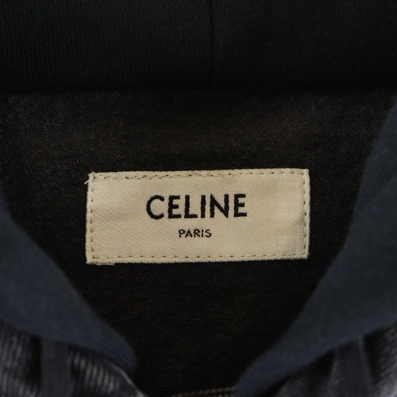 Celine Logo-Print Hoodie Docking Denim Trucker Jacket Black 2q472947f