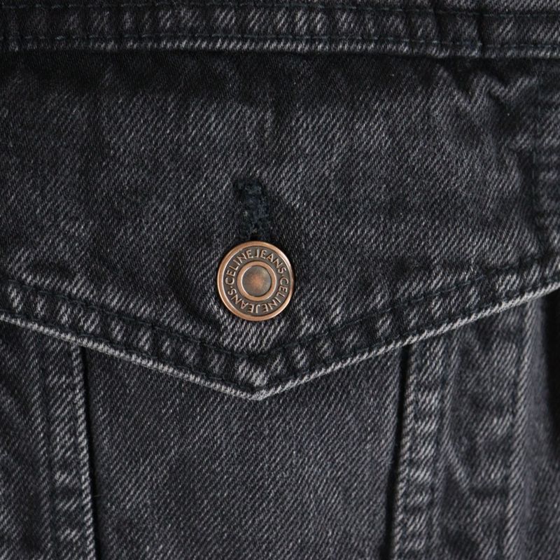 Celine Logo-Print Hoodie Docking Denim Trucker Jacket Black 2q472947f