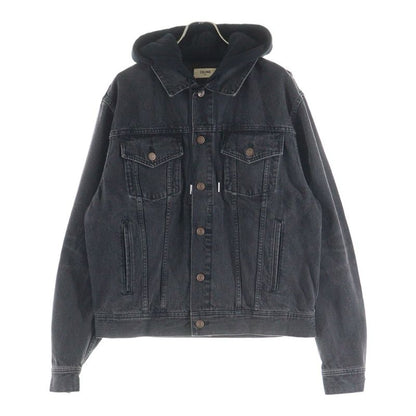 Celine Logo-Print Hoodie Docking Denim Trucker Jacket Black 2q472947f