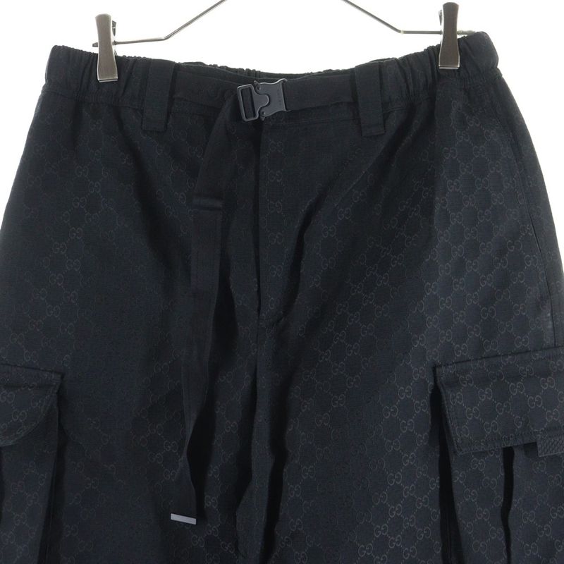 Gucci GG Supreme Draw Cord Wide Cargo Pants Black 810771