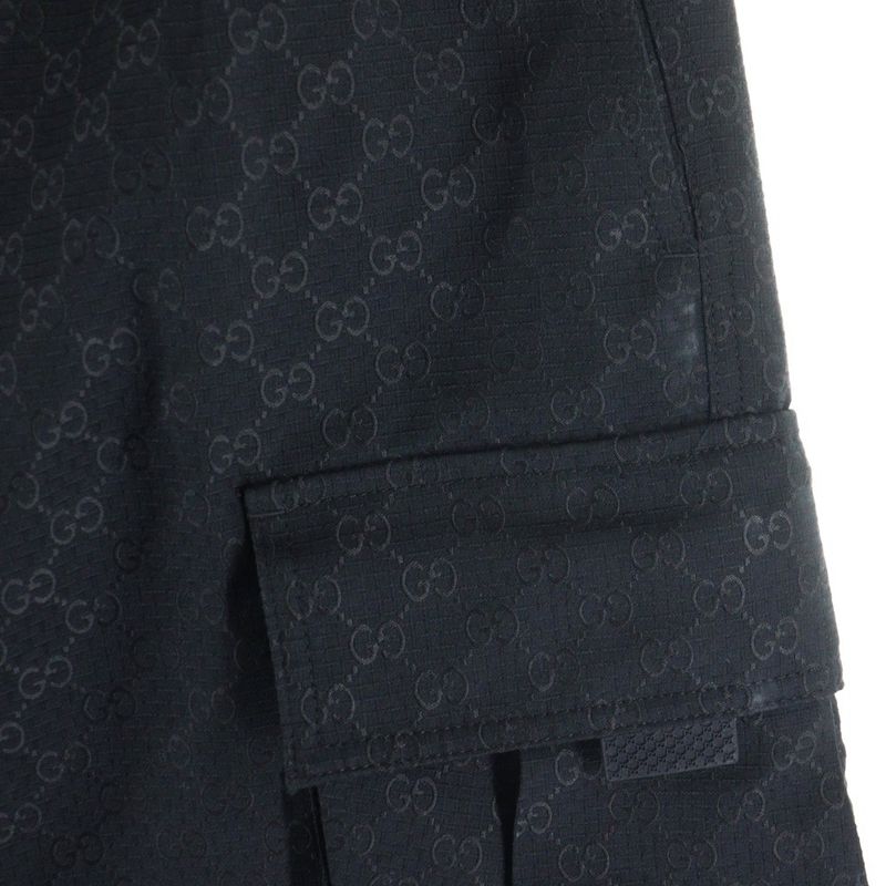 Gucci GG Supreme Draw Cord Wide Cargo Pants Black 810771