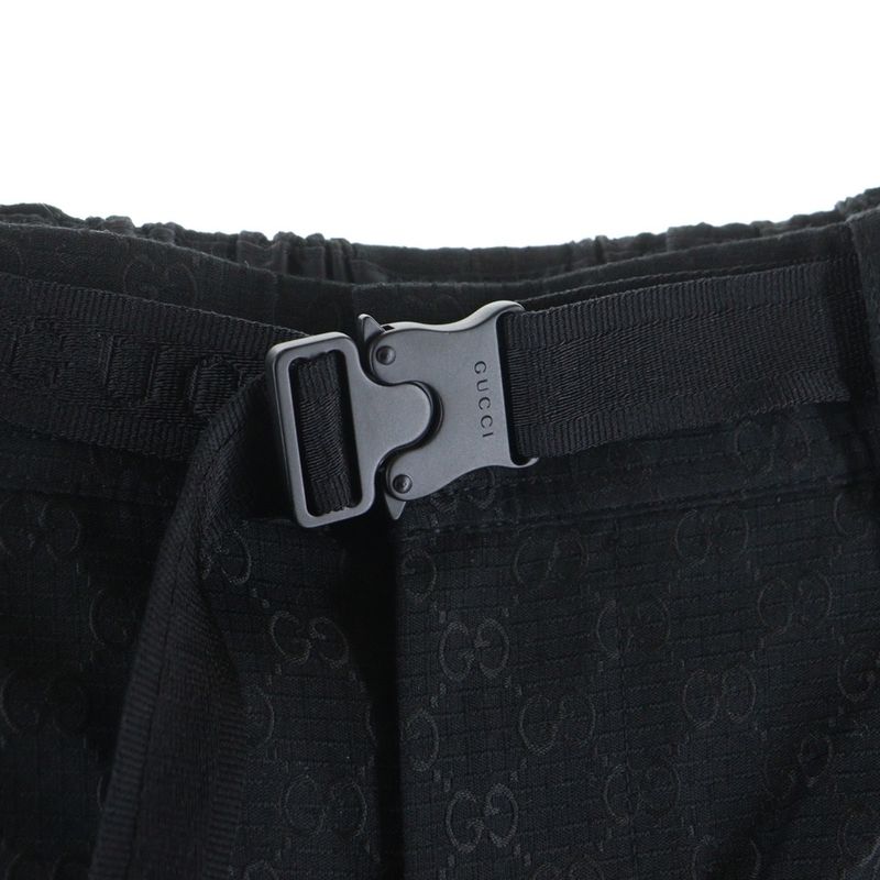 Gucci GG Supreme Draw Cord Wide Cargo Pants Black 810771