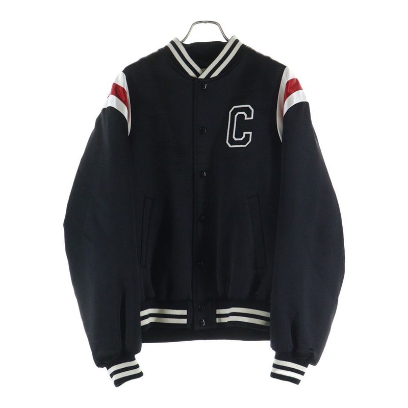 Celine C-Patch Satin Bomber Jacket Blouson Black 2w867532t