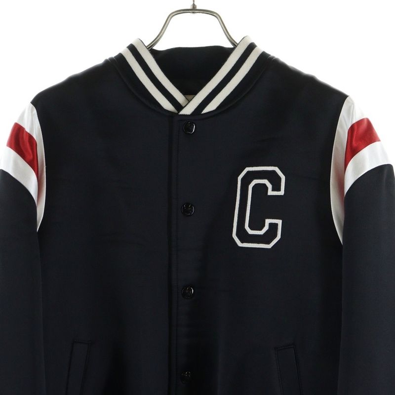 Celine C-Patch Satin Bomber Jacket Blouson Black 2w867532t