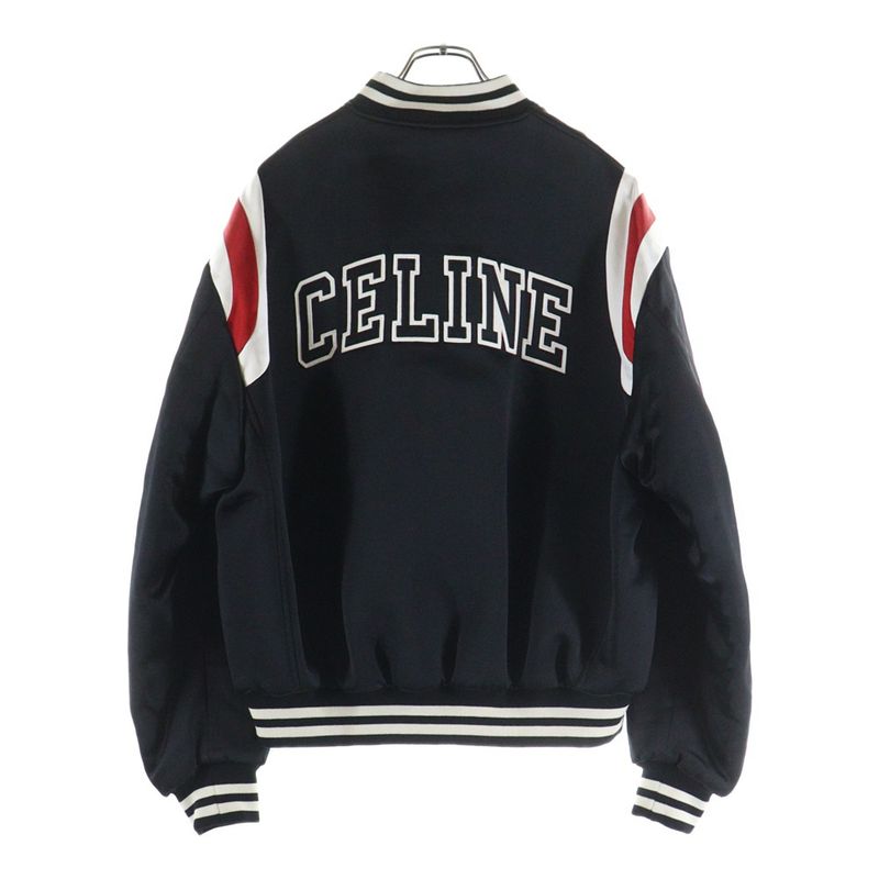 Celine C-Patch Satin Bomber Jacket Blouson Black 2w867532t