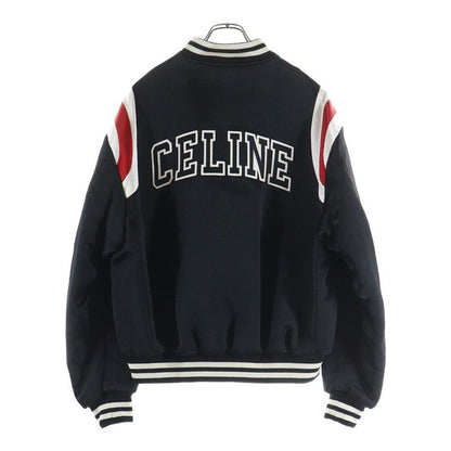 Celine C-Patch Satin Bomber Jacket Blouson Black 2w867532t