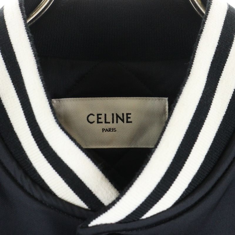 Celine C-Patch Satin Bomber Jacket Blouson Black 2w867532t