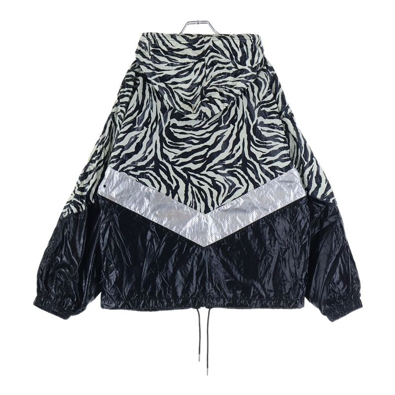 Celine 22ss Zebra Look Coated Nylon Loose Cut Jacket Hoodie White Black