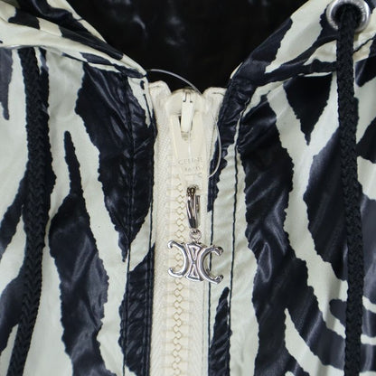 Celine 22ss Zebra Look Coated Nylon Loose Cut Jacket Hoodie White Black