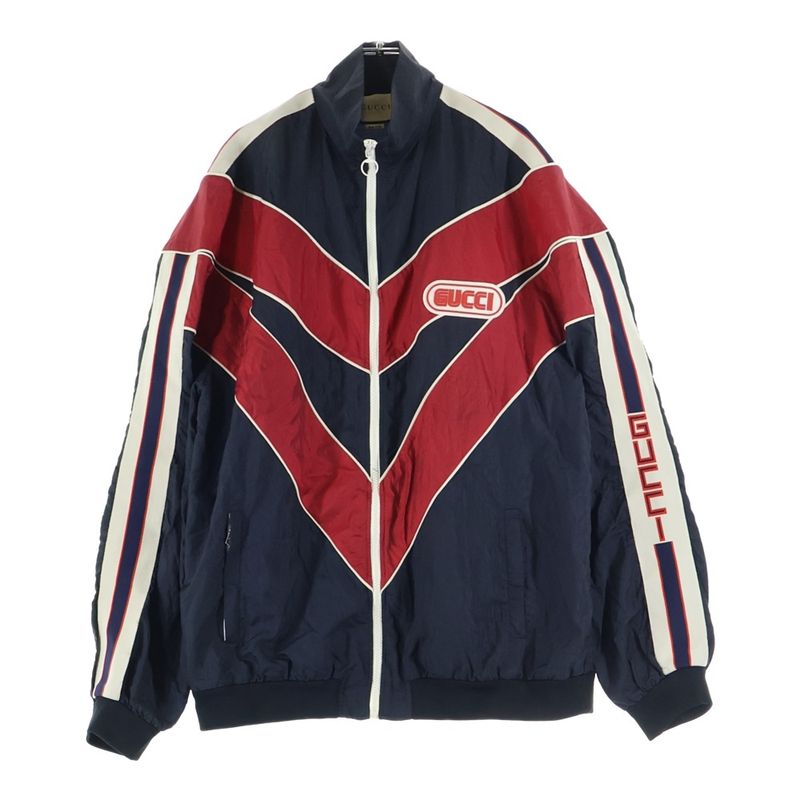 Gucci Spiritismo Back Decoration Sideline Nylon Track Jacket Black Red 519487