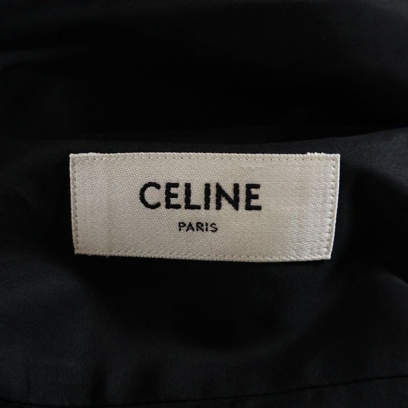 Celine Triomphe Embroidered Inverted Collar Loose Long Sleeve Shirt Black